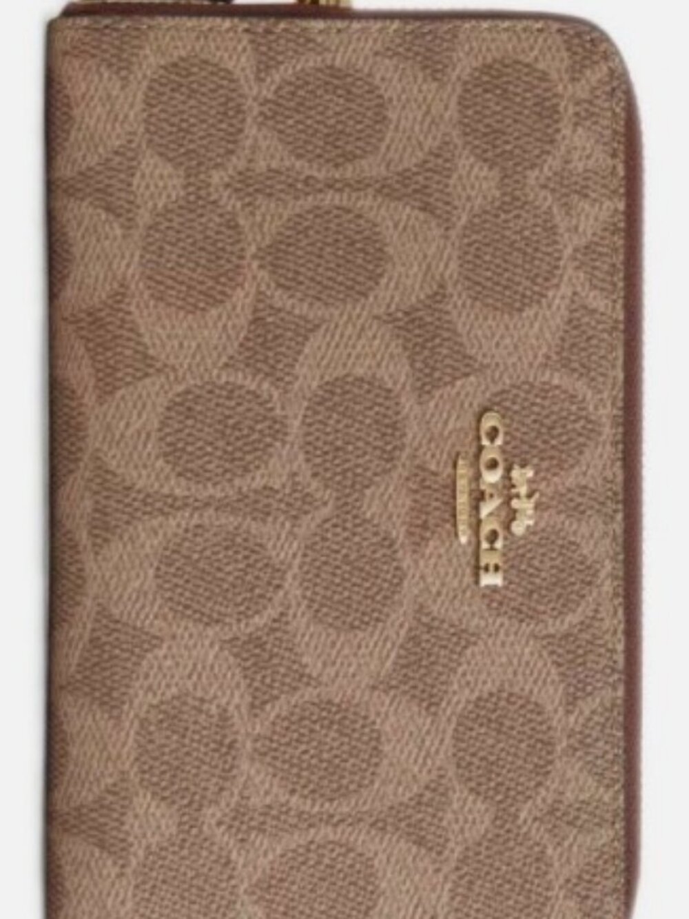 Coach Women's Zip Wallet Signature Canvas Medium Id Gold/Tan/Brown CW781 BRN - Picture 2 of 3